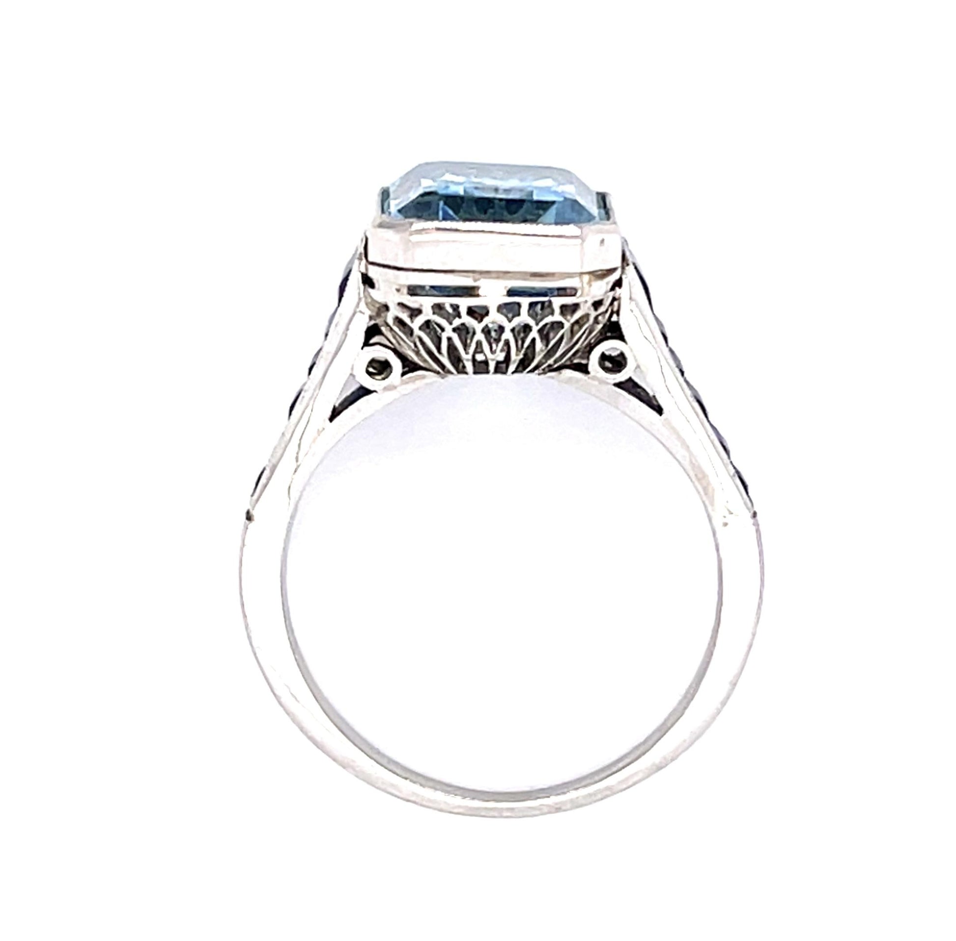 PL Aquamarine &  Sapphire Handmade Ring 5.2gr 4.25ct(aq) 3.00ct twt(sap)