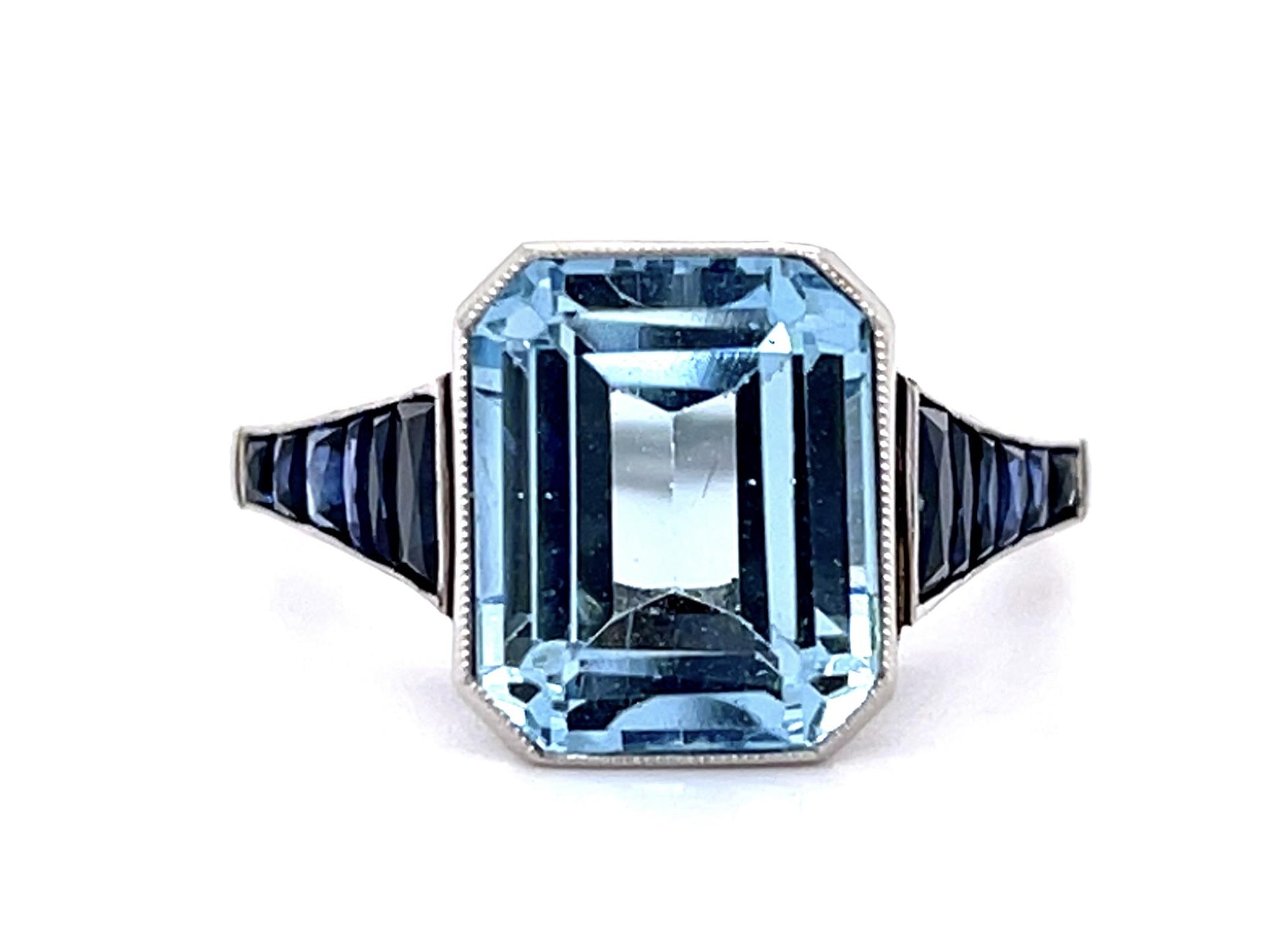 PL Aquamarine &  Sapphire Handmade Ring 5.2gr 4.25ct(aq) 3.00ct twt(sap)