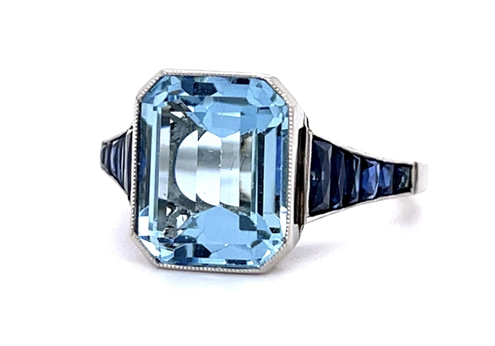 PL Aquamarine &  Sapphire Handmade Ring 5.2gr 4.25ct(aq) 3.00ct twt(sap)