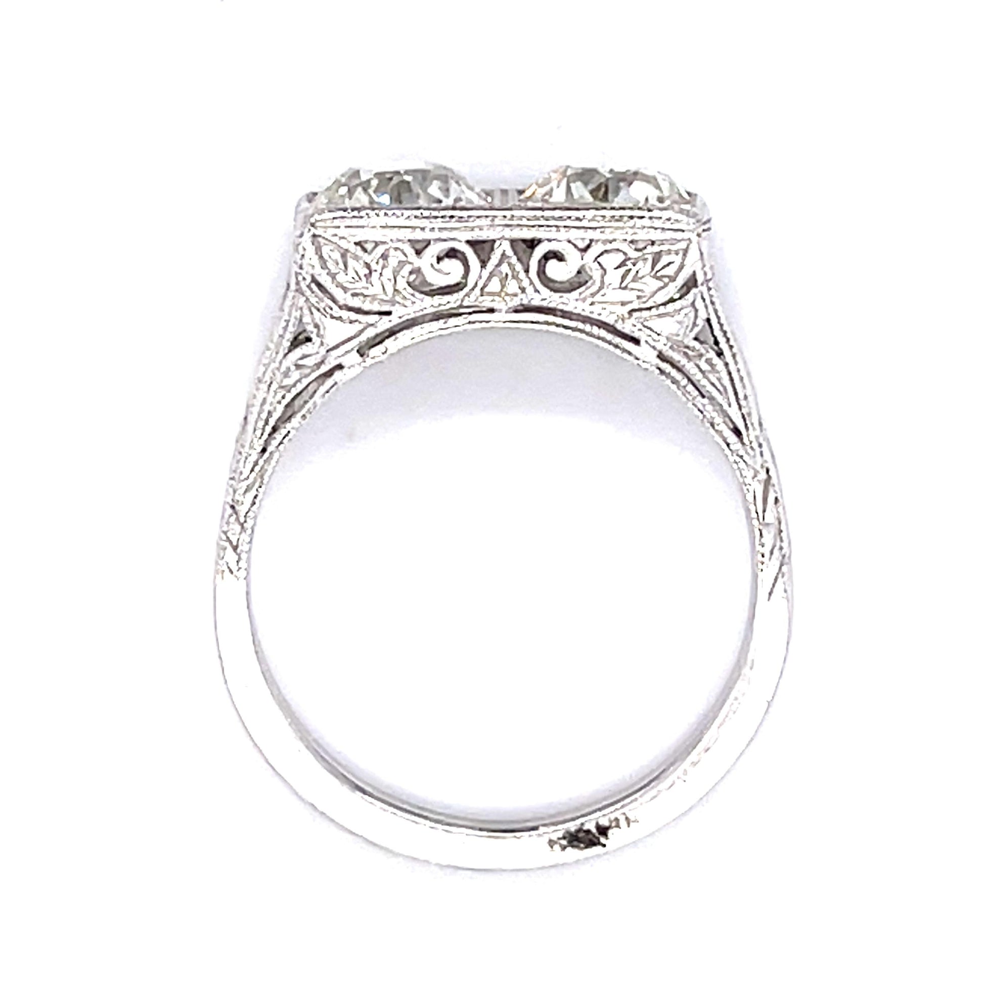 Original Art Deco 2.10ct Old European Diamond PT Two Ring (Antique 1920s)