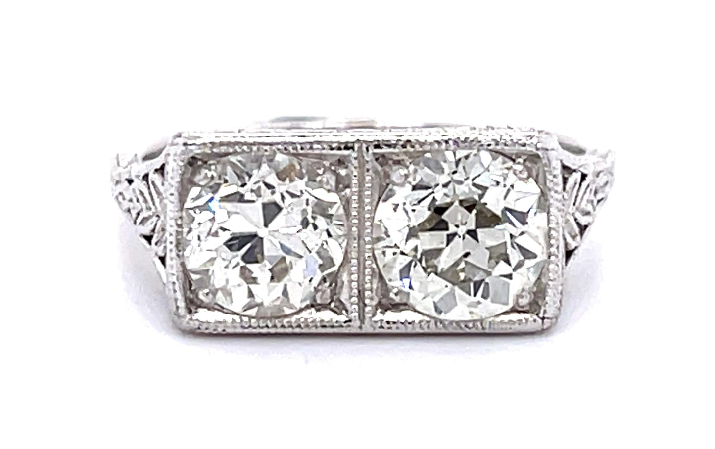 Original Art Deco 2.10ct Old European Diamond PT Two Ring (Antique 1920s)