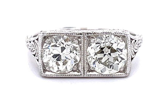Original Art Deco 2.10ct Old European Diamond PT Two Ring (Antique 1920s)