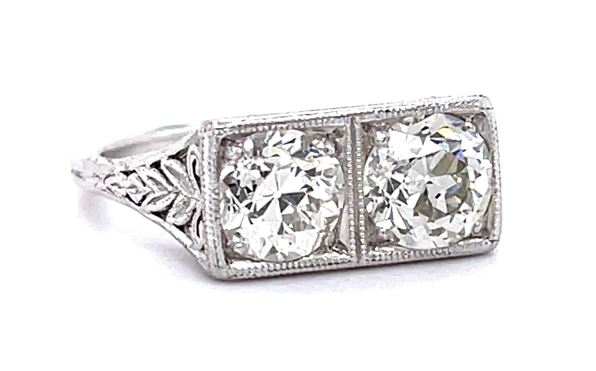Original Art Deco 2.10ct Old European Diamond PT Two Ring (Antique 1920s)