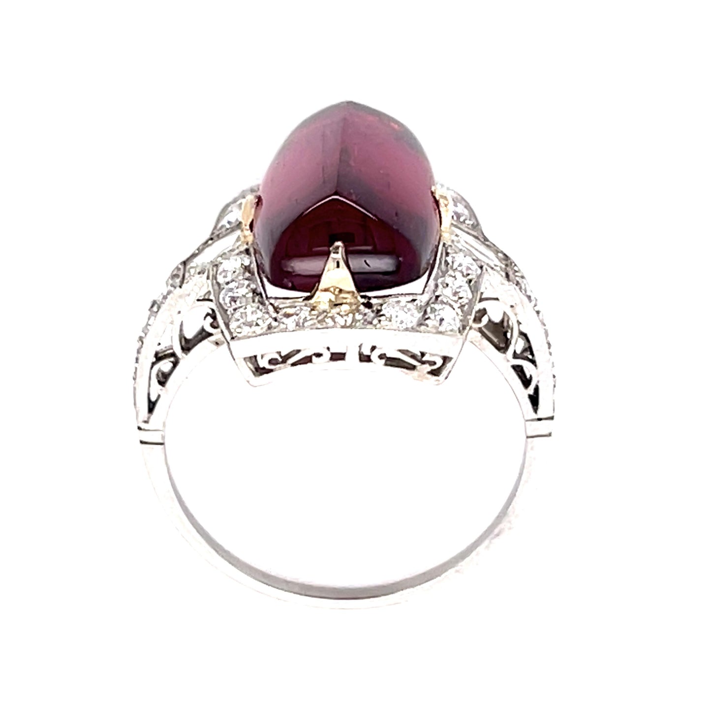 6.90ct Rectangular Cabochon Rubellite Tourmaline PT Handmade Ring