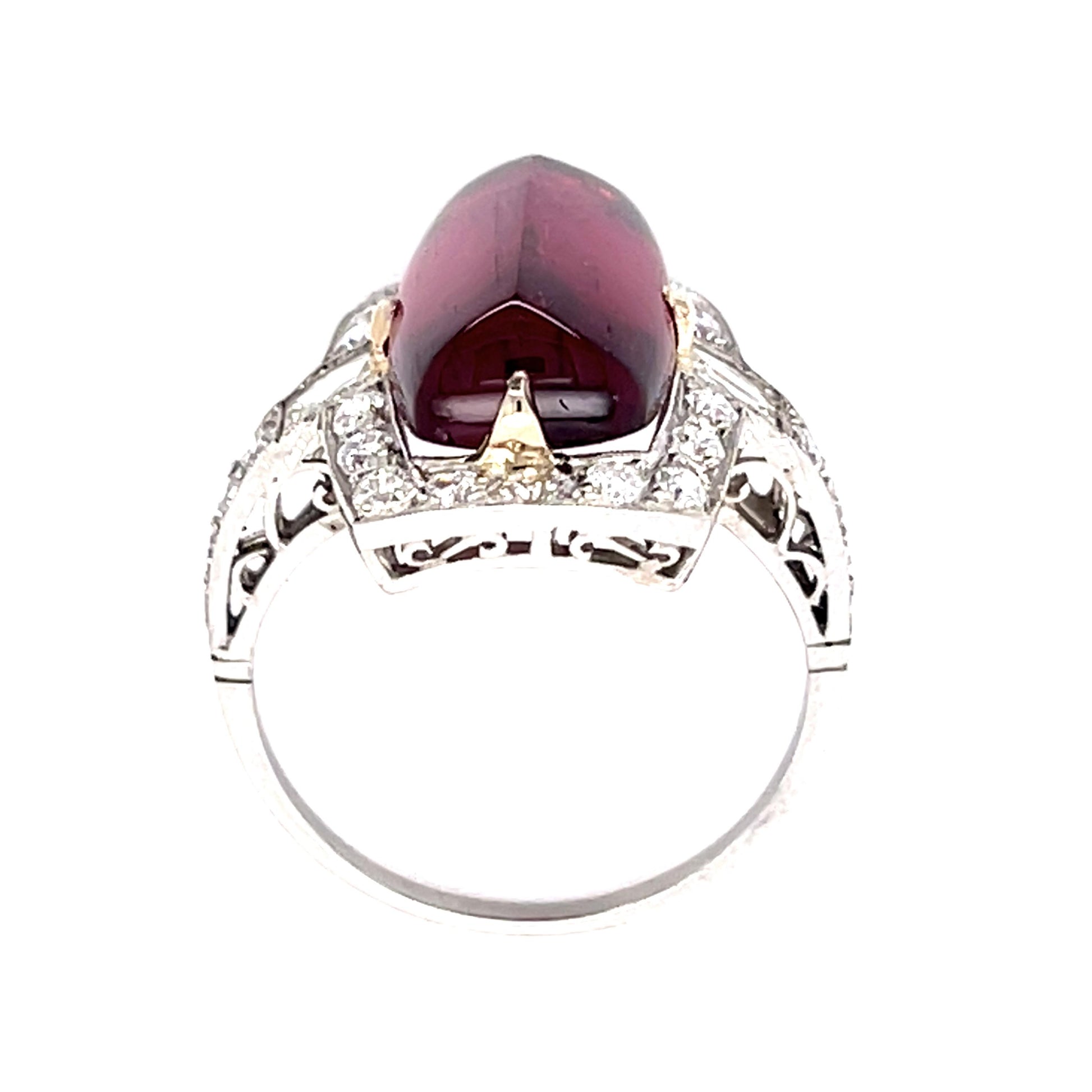 6.90ct Rectangular Cabochon Rubellite Tourmaline PT Handmade Ring