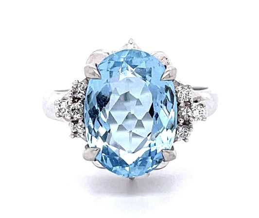 4.01ct Aquamarine .11ct Diamond platinum Ring