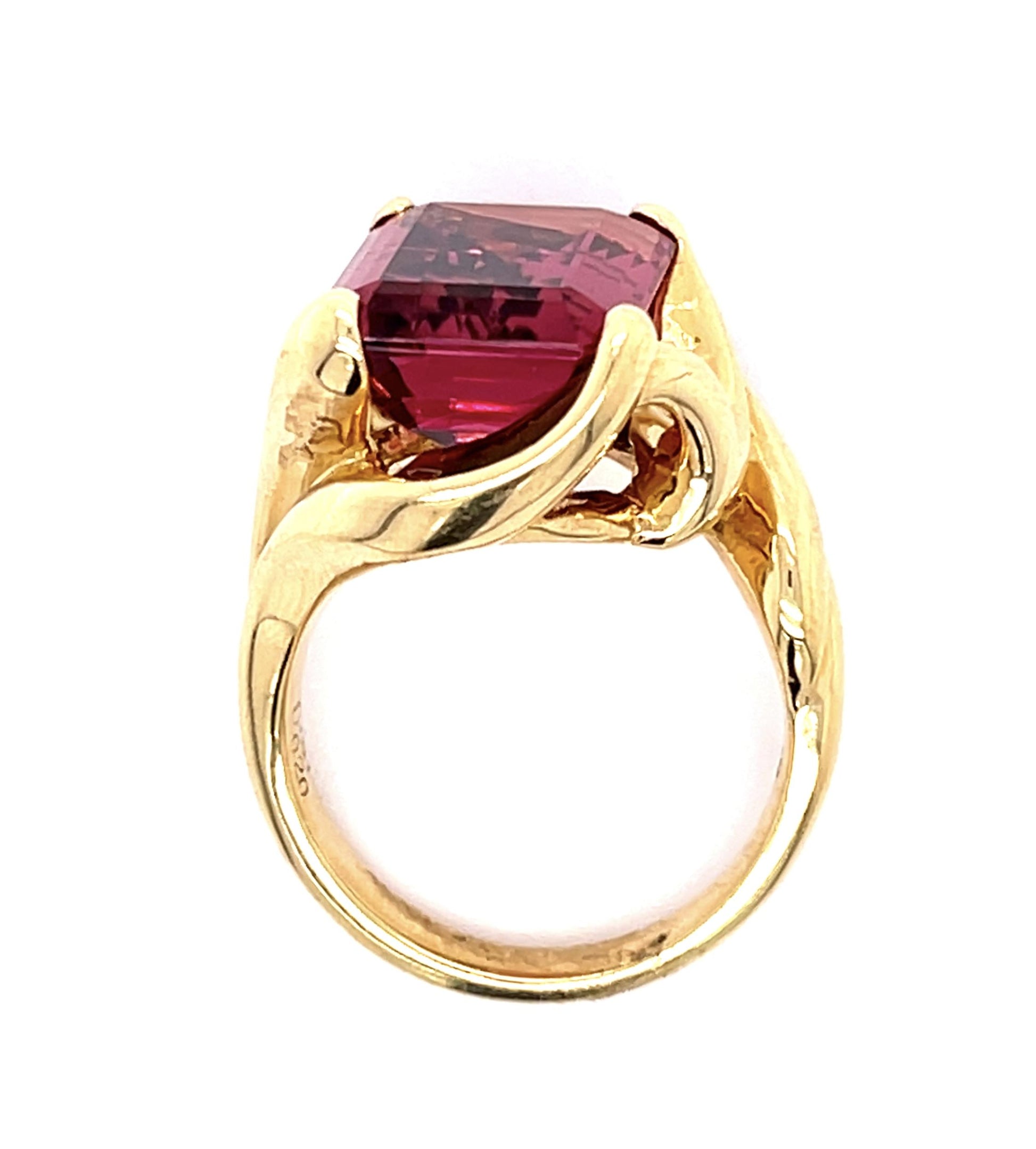 7.87ct Pink Tourmaline .20ct Diamond 18KY Ring