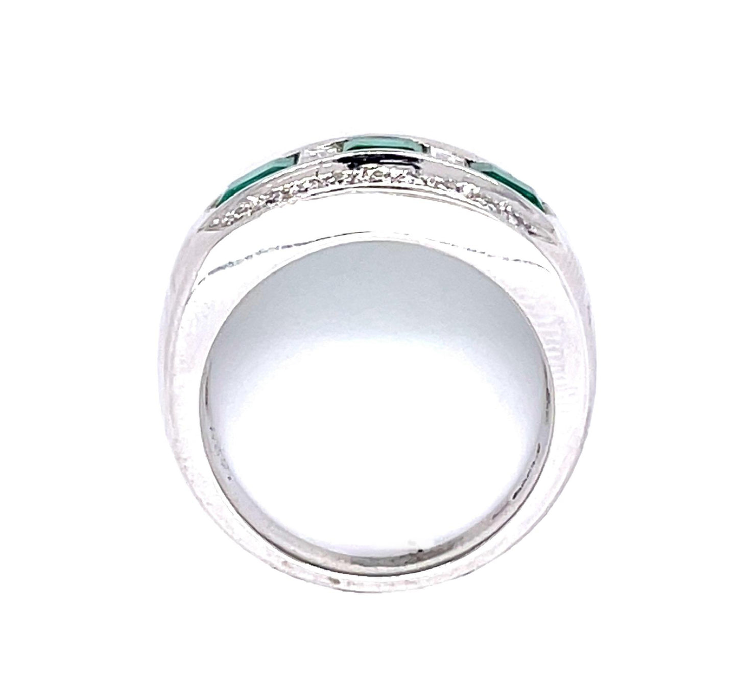 1.38ct Colombian Emerald (No Cert) .71ct Diamond Platinum Band Ring