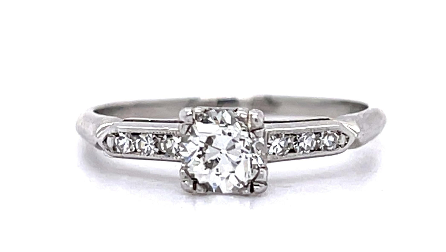 Art Deco .40ct Center Diamond Platinum Ring (Vintage 1930s)