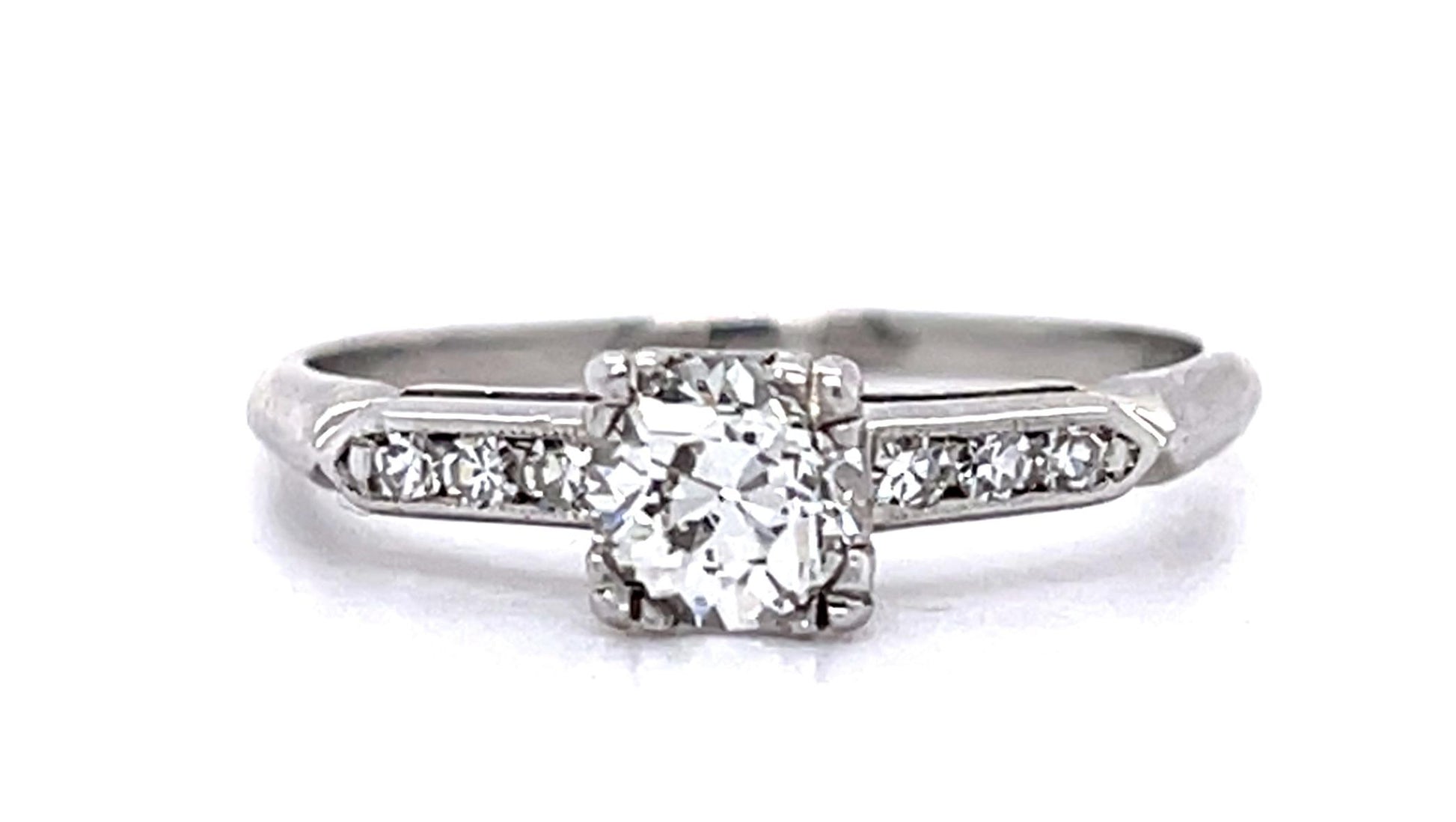 Art Deco .40ct Center Diamond Platinum Ring (Vintage 1930s)