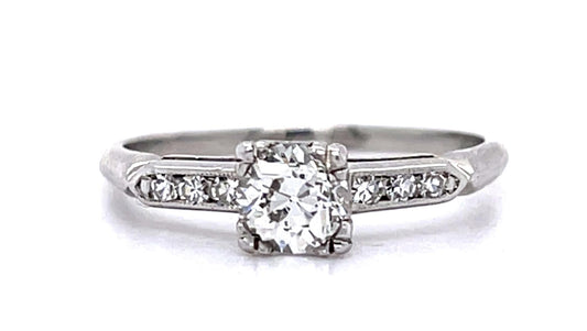 Art Deco .40ct Center Diamond Platinum Ring (Vintage 1930s)
