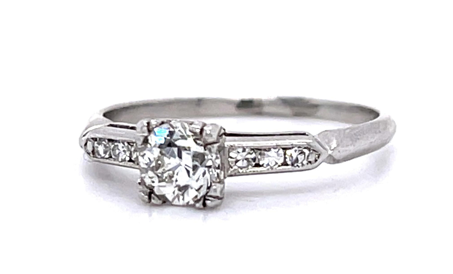 Art Deco .40ct Center Diamond Platinum Ring (Vintage 1930s)