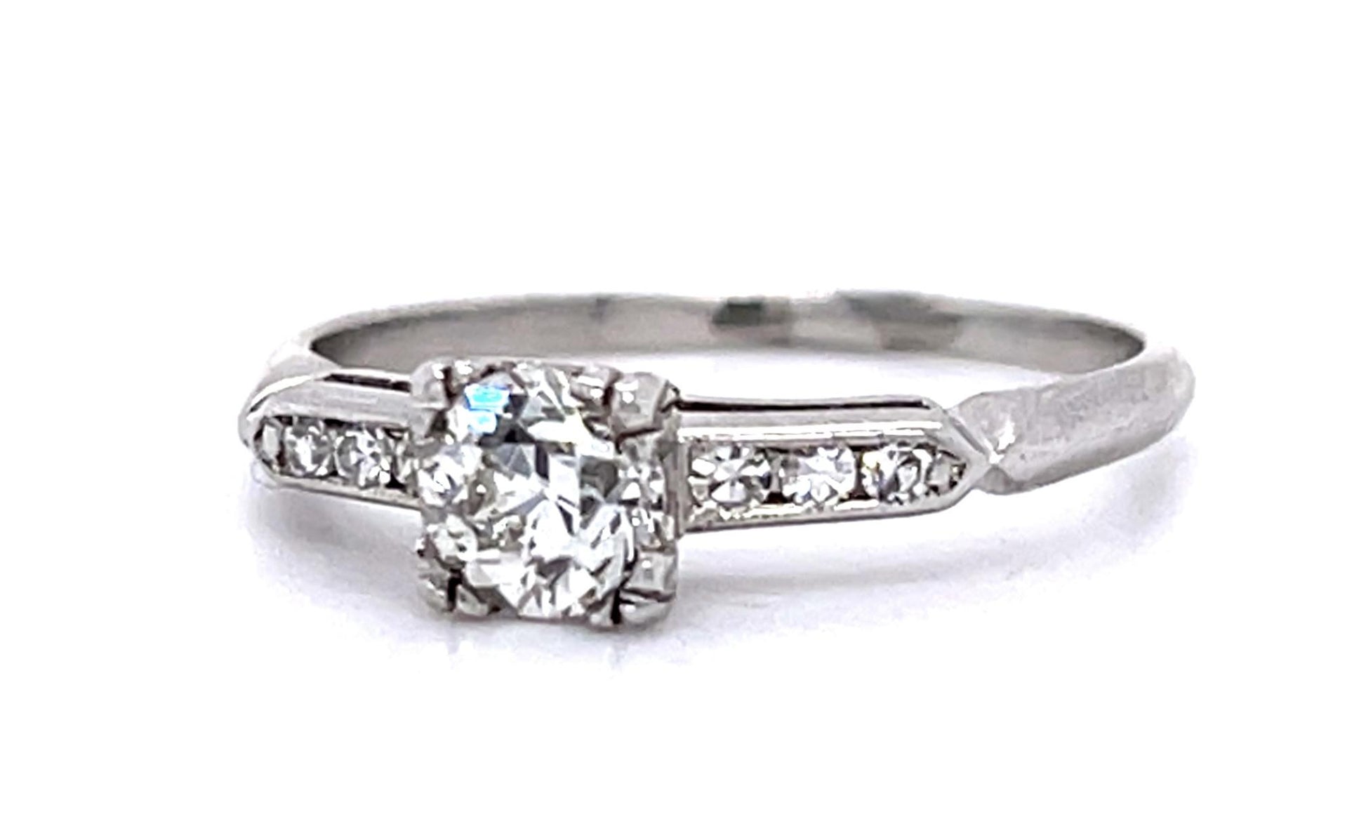 Art Deco .40ct Center Diamond Platinum Ring (Vintage 1930s)