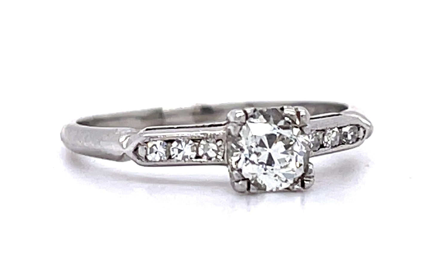 Art Deco .40ct Center Diamond Platinum Ring (Vintage 1930s)