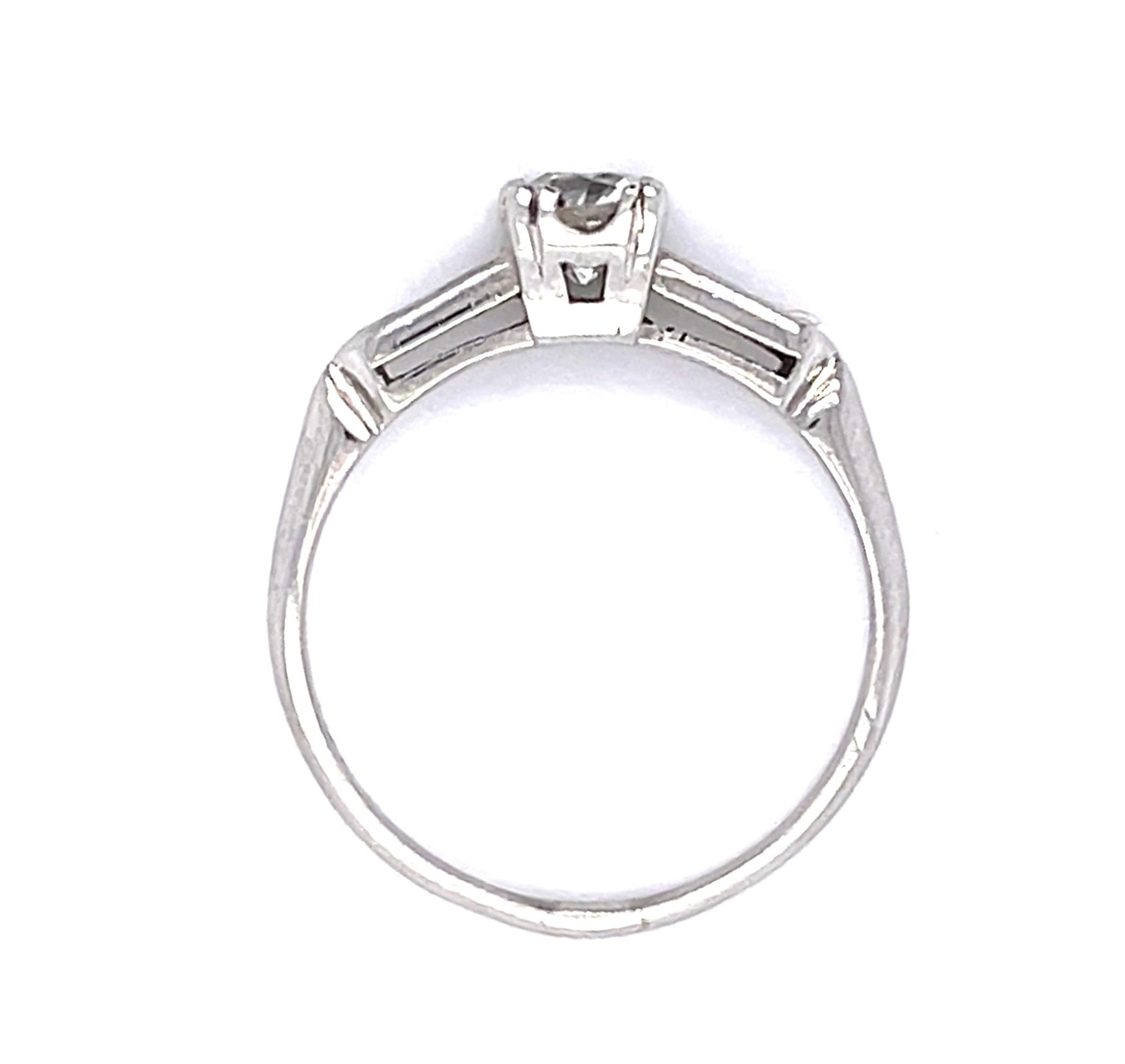 Art Deco .40ct Center Diamond Platinum Ring (Vintage 1930s)