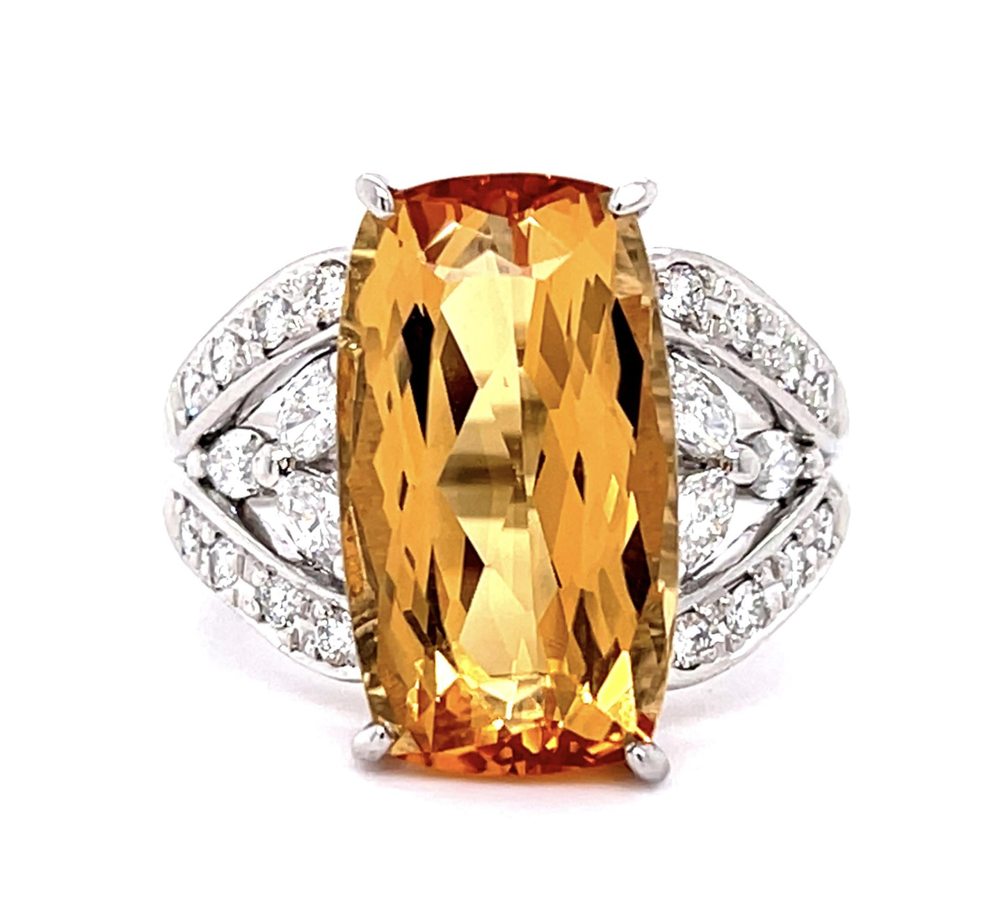 10.86ct Imperial Topaz .83ct Diamond PT Ring