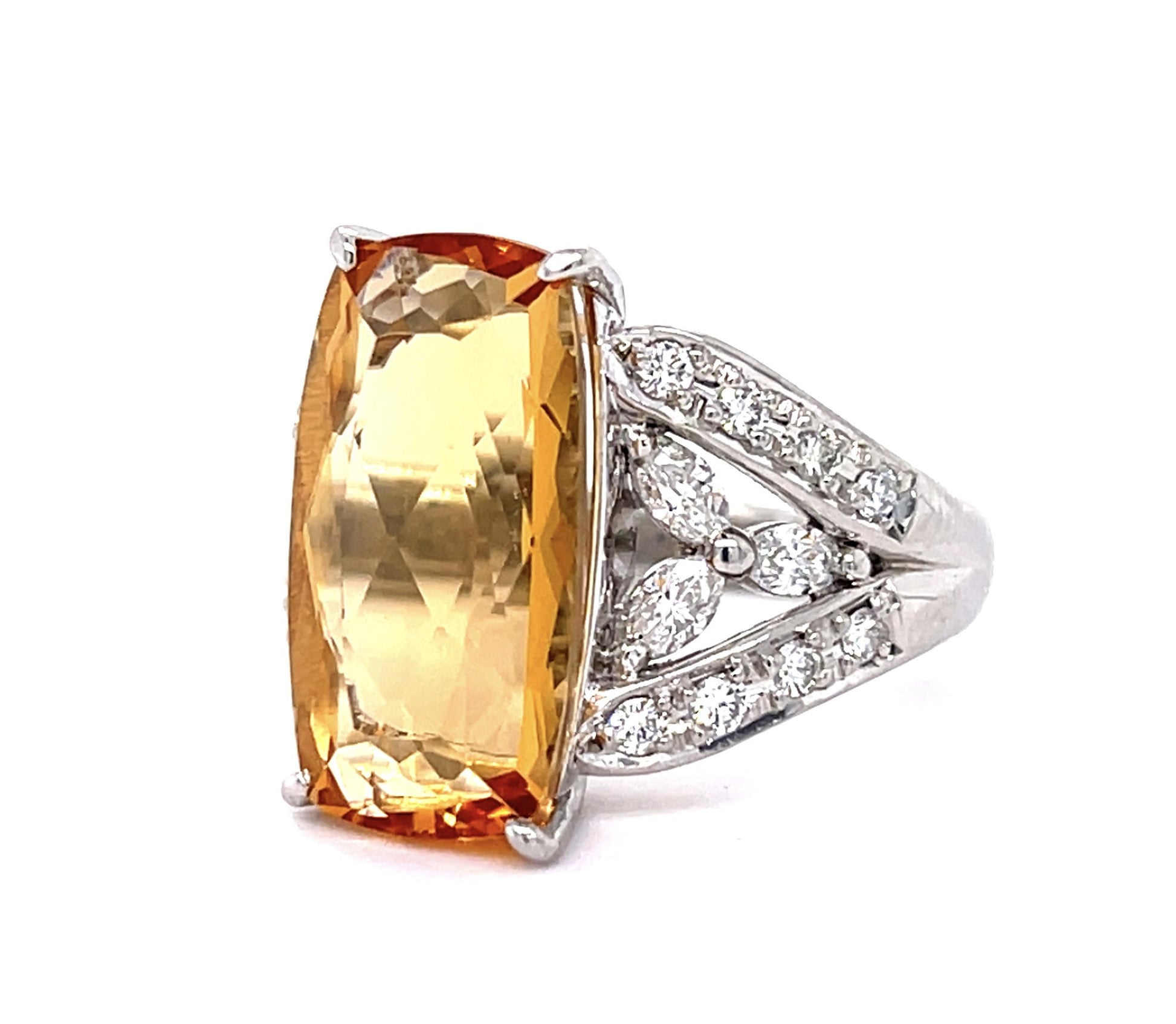 10.86ct Imperial Topaz .83ct Diamond PT Ring