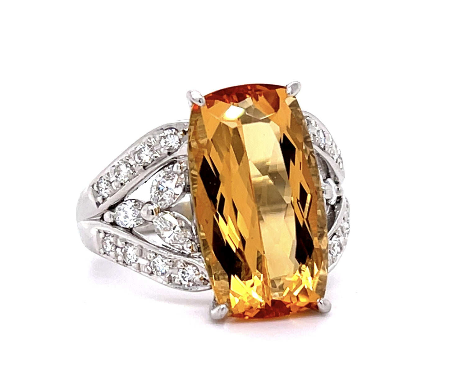 10.86ct Imperial Topaz .83ct Diamond PT Ring