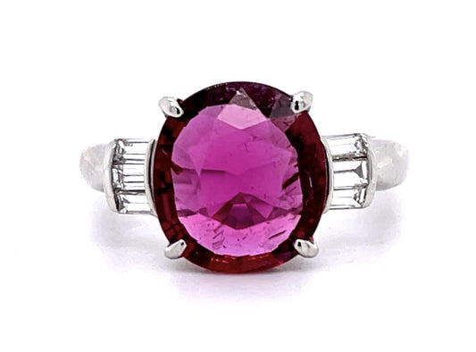 2.90ct Rubelite Tourmaline .29ct Diamond Platinum Ring