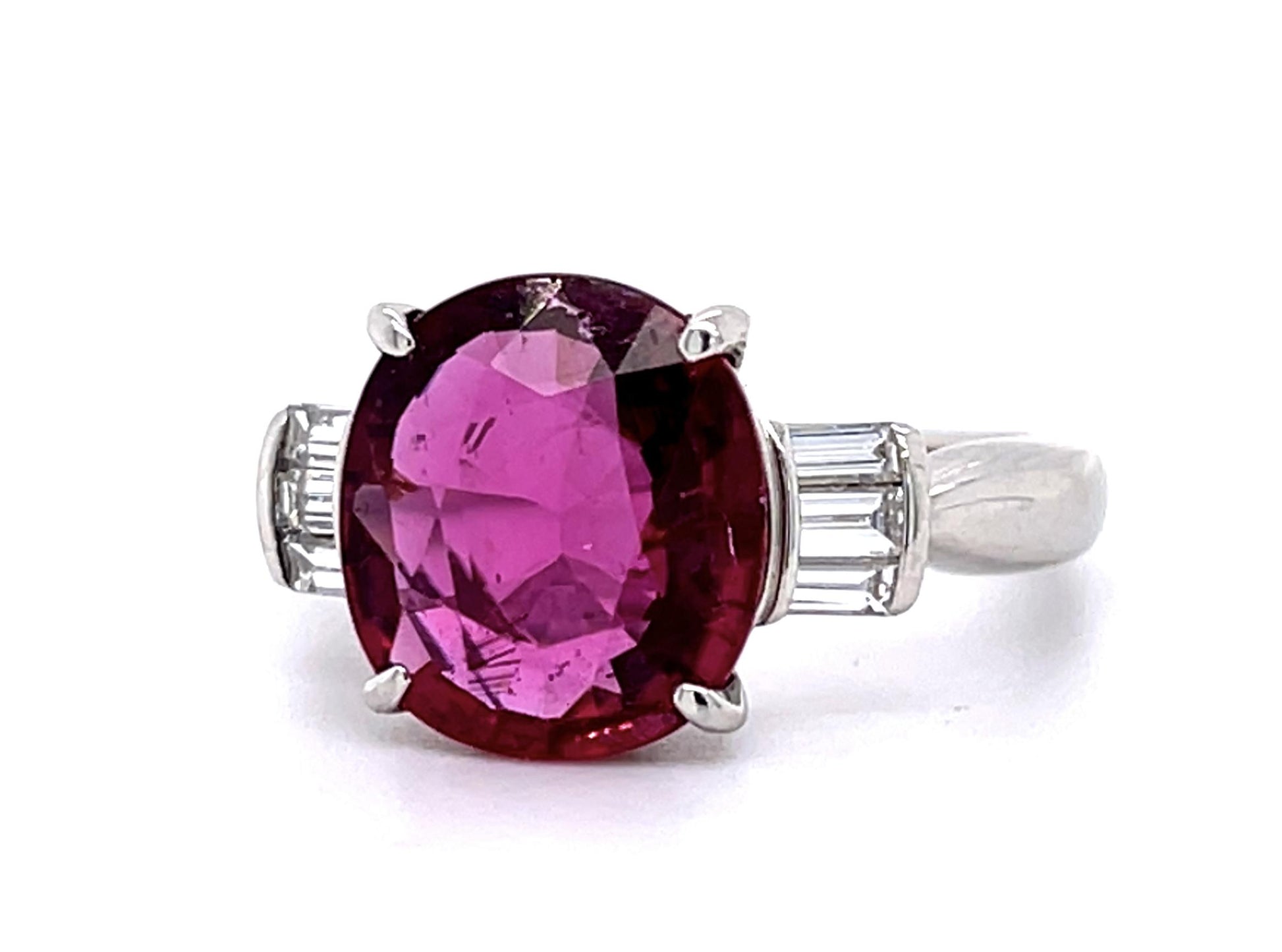 2.90ct Rubelite Tourmaline .29ct Diamond Platinum Ring