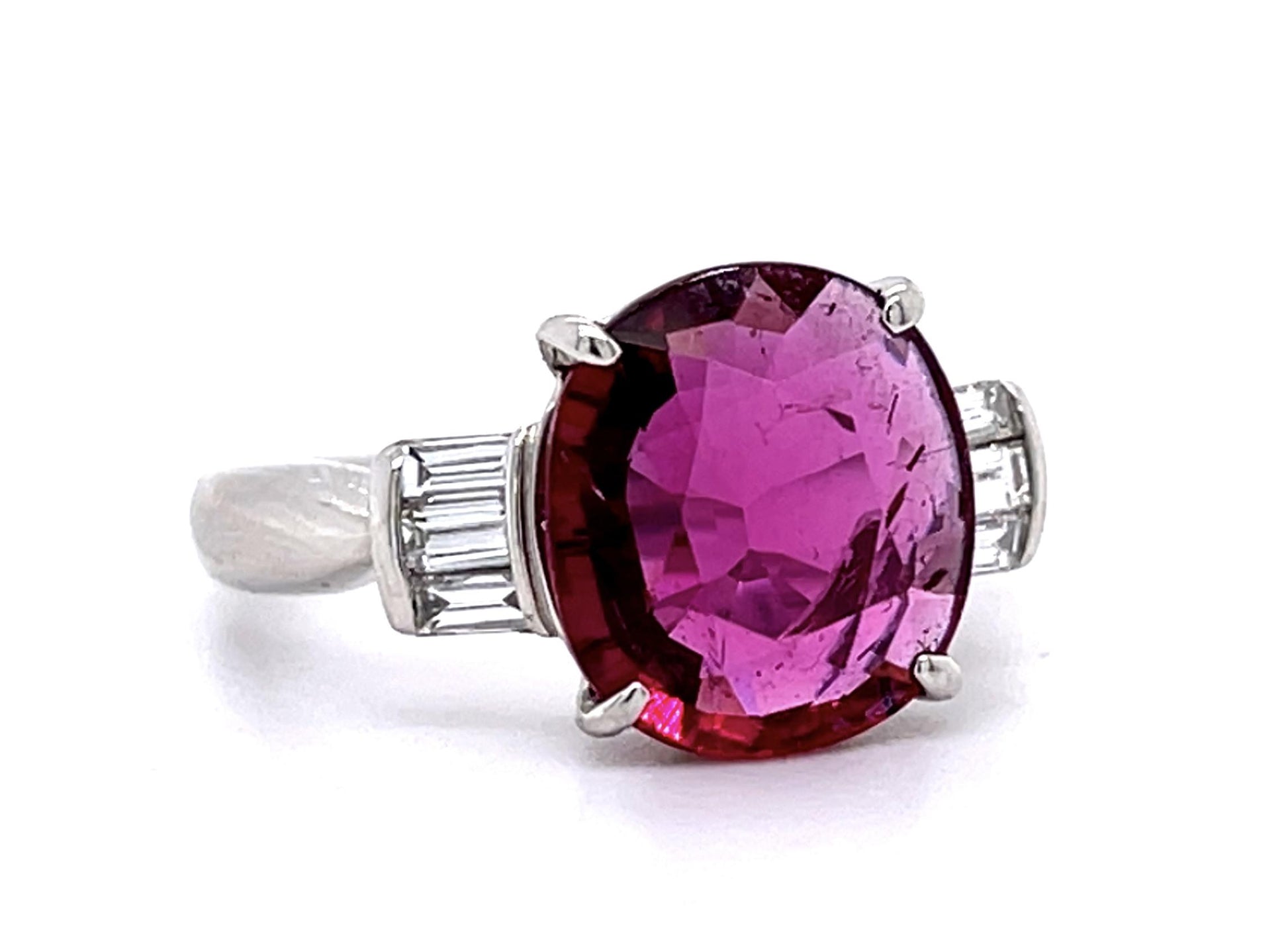 2.90ct Rubelite Tourmaline .29ct Diamond Platinum Ring