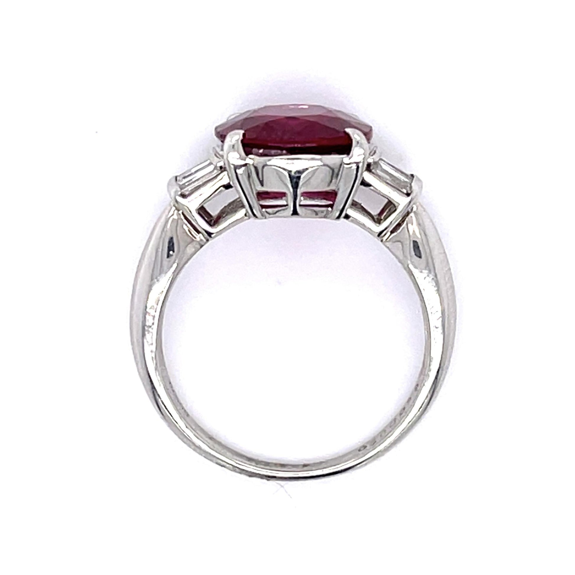 2.90ct Rubelite Tourmaline .29ct Diamond Platinum Ring