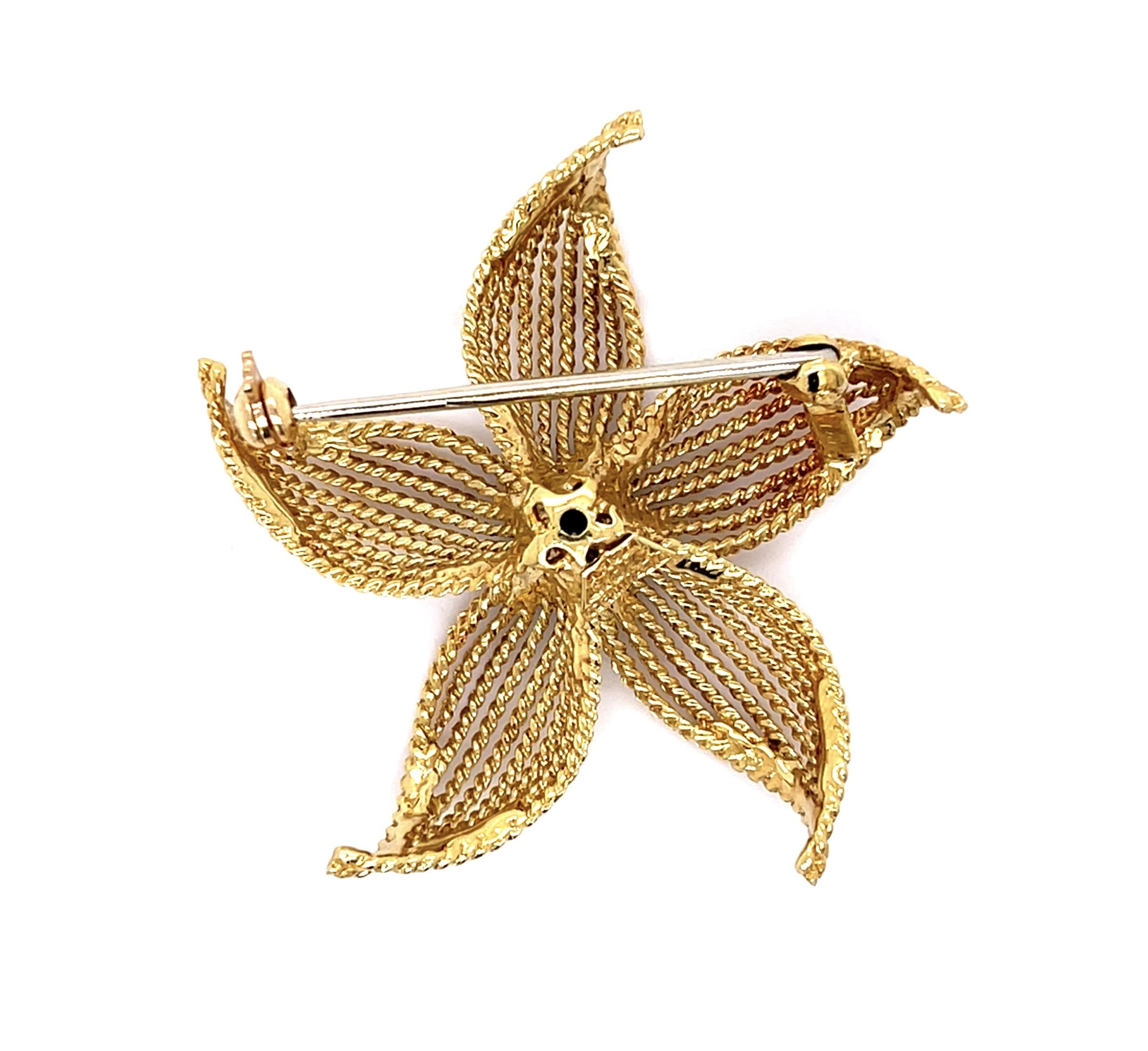 Tiffany & Company Italian 18KY Flower Brooch (Vintage 1960s) .65ct Sapphire