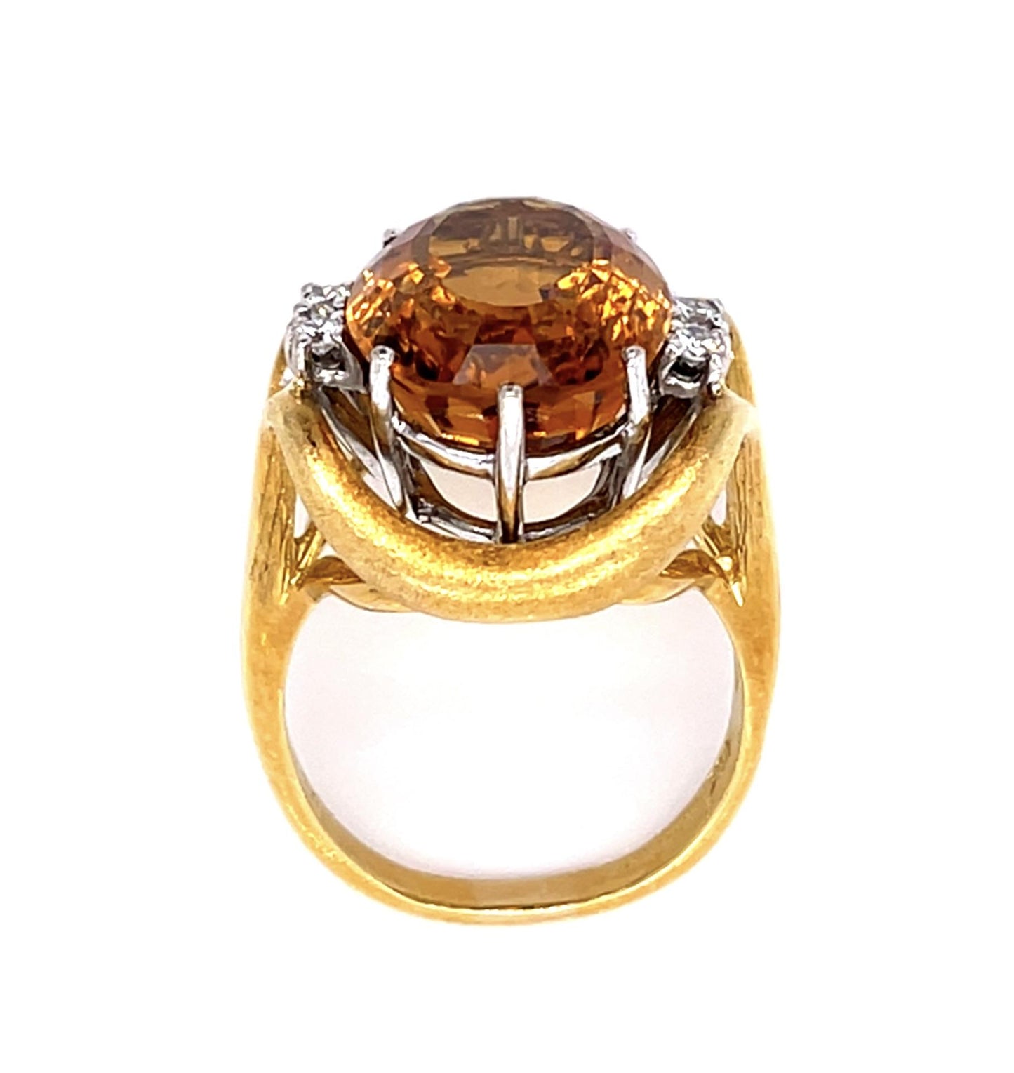 German 11ct Citrine 18KW 2 Tone Ring