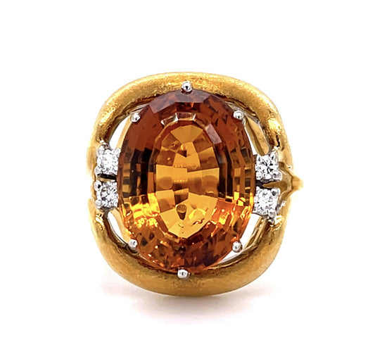 German 11ct Citrine 18KW 2 Tone Ring