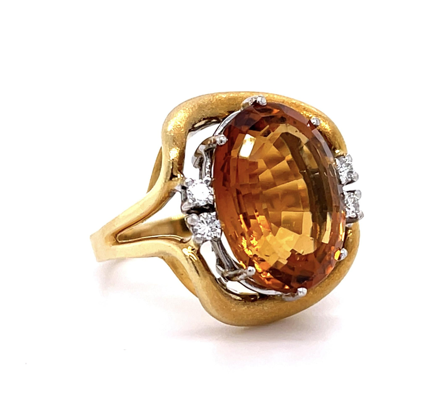German 11ct Citrine 18KW 2 Tone Ring