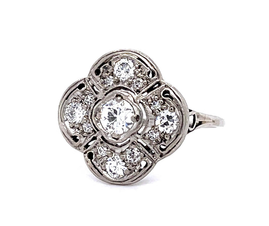 Original Art Deco .50ct Euro Diamond PT Ring (Antique 1930s)