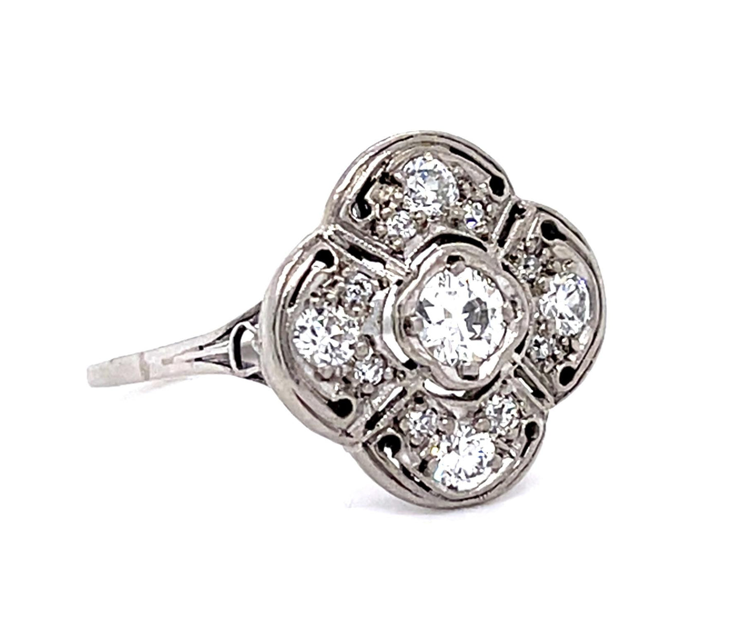 Original Art Deco .50ct Euro Diamond PT Ring (Antique 1930s)
