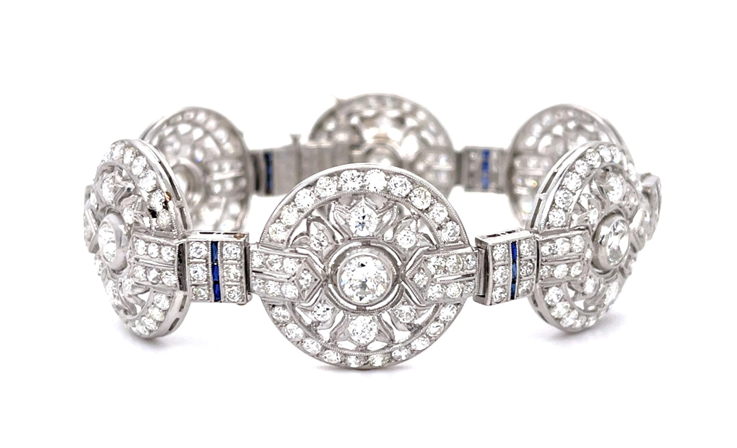 Original Art Deco 2.30ct (6 Old European Center Diamonds) PT Bracelet
