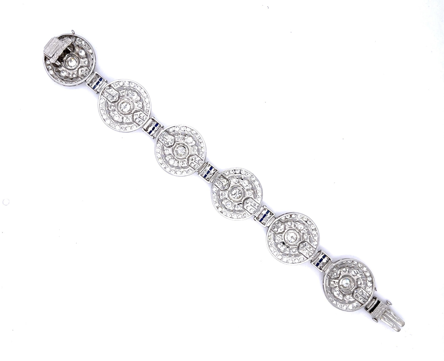 Original Art Deco 2.30ct (6 Old European Center Diamonds) PT Bracelet