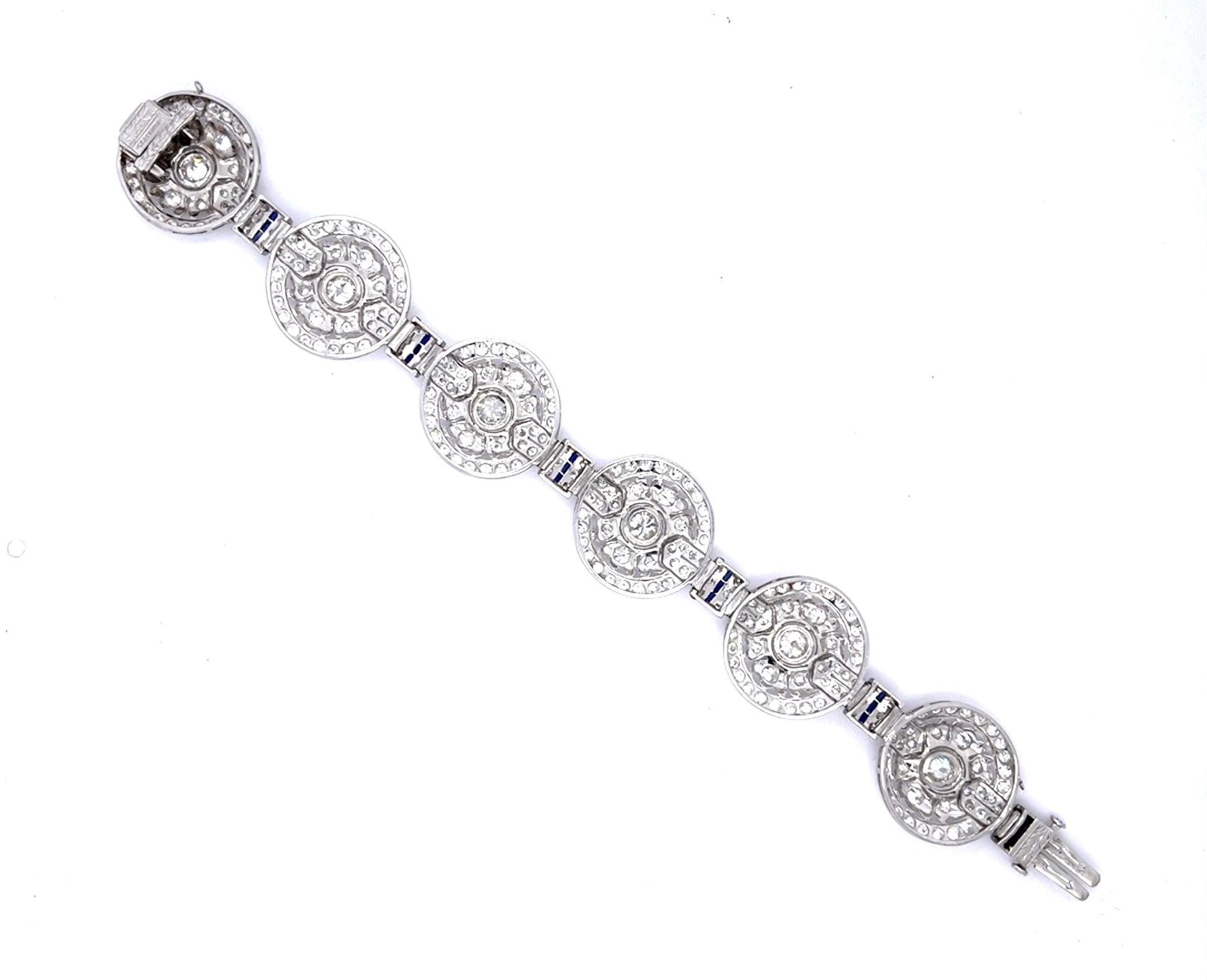 Original Art Deco 2.30ct (6 Old European Center Diamonds) PT Bracelet