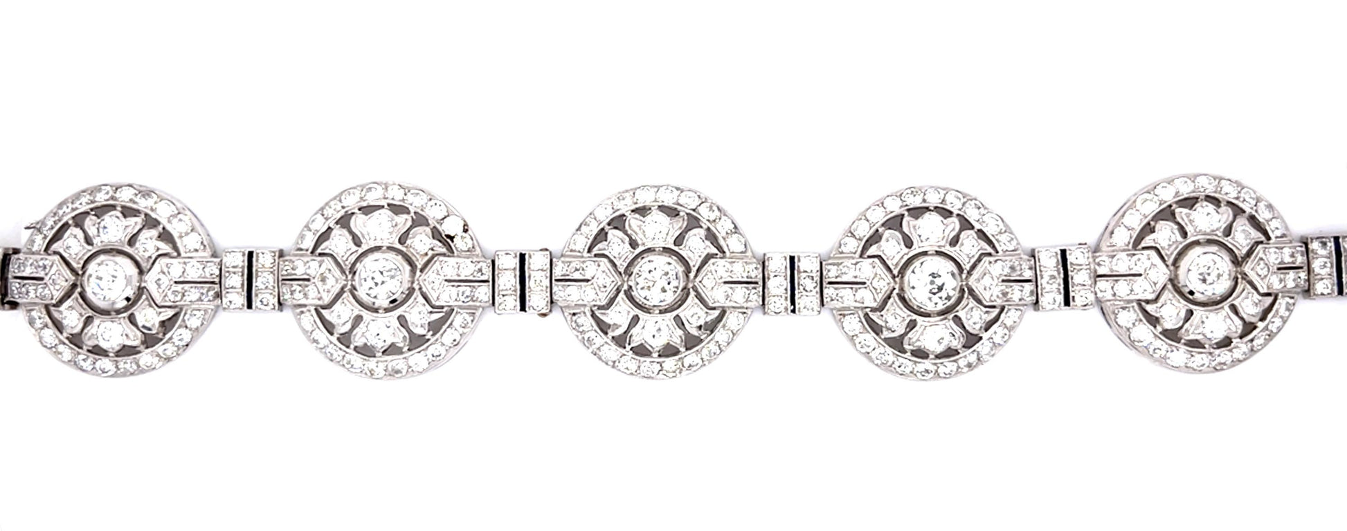 Original Art Deco 2.30ct (6 Old European Center Diamonds) PT Bracelet