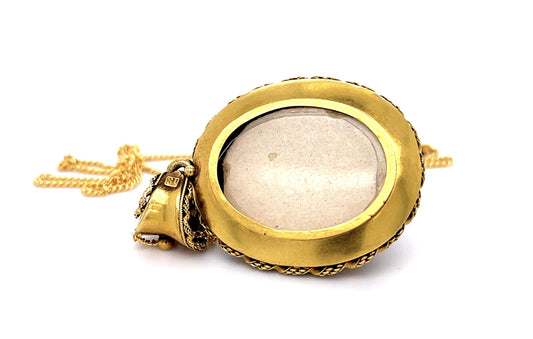 Victorian Original Natural Pearl 15KY Locket Pendant (Antique 1860s)