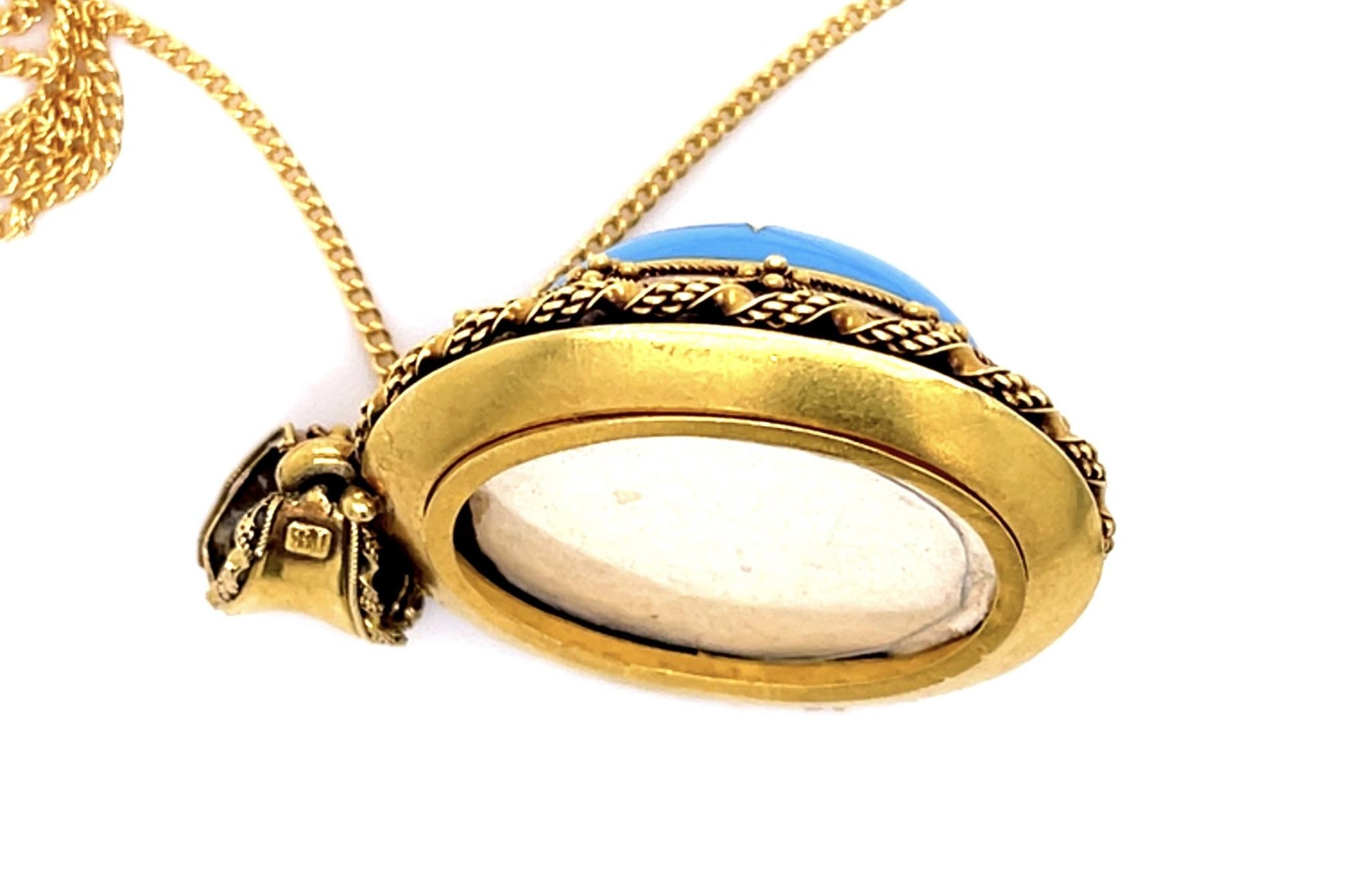 Victorian Original Natural Pearl 15KY Locket Pendant (Antique 1860s)