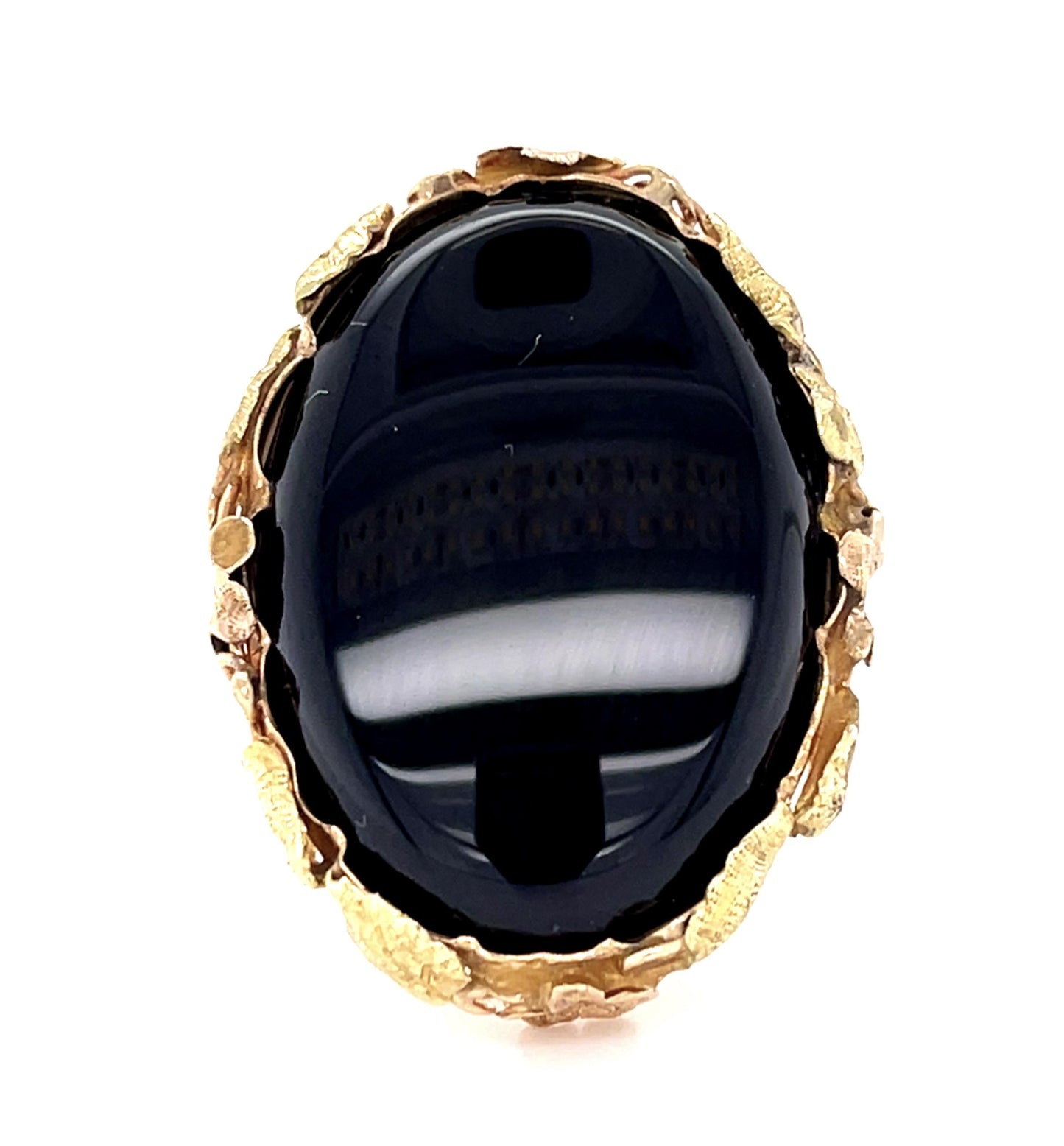 Original Arts & Crafts Onyx 14KY Ring (Antique 1900s)