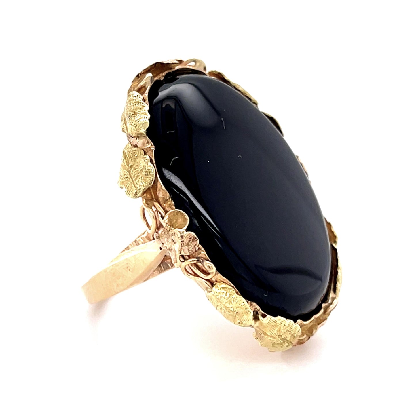Original Arts & Crafts Onyx 14KY Ring (Antique 1900s)