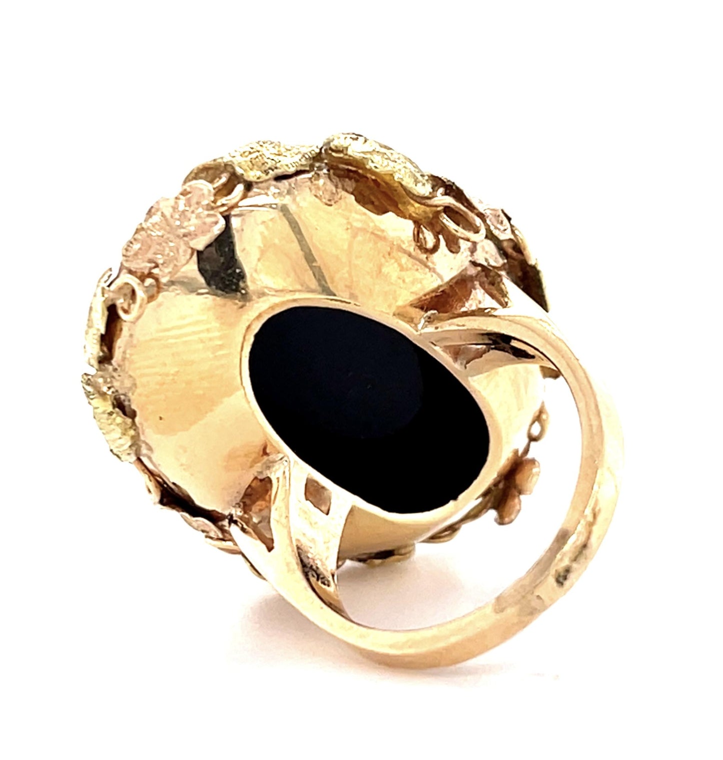 Original Arts & Crafts Onyx 14KY Ring (Antique 1900s)