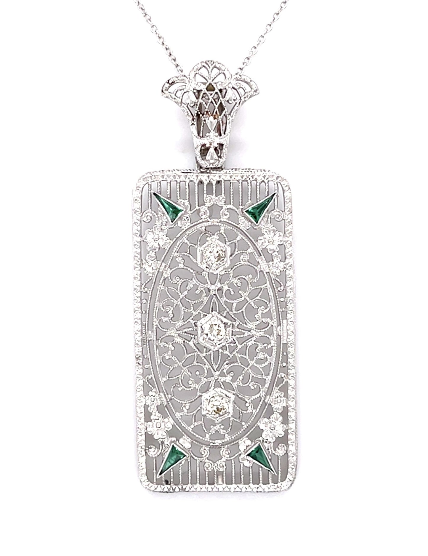 Original Art Deco .36ct Euro Dia 14KW Pendant (Vintage 1930s)