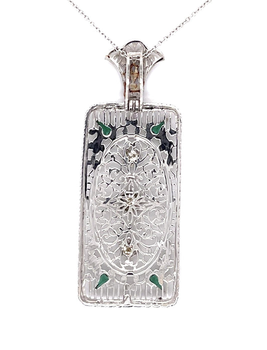 Original Art Deco .36ct Euro Dia 14KW Pendant (Vintage 1930s)