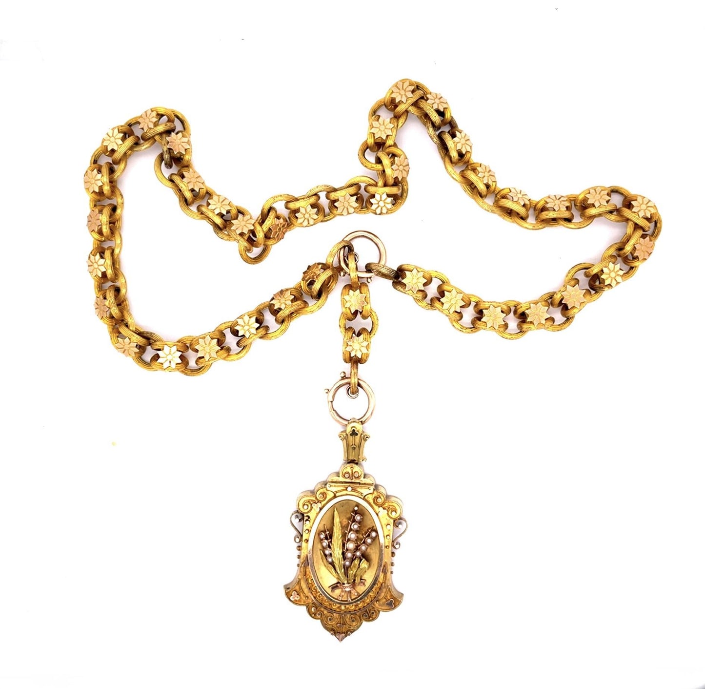 Original Victorian 14KY Locket Pendant Necklace (Antique 1860s)