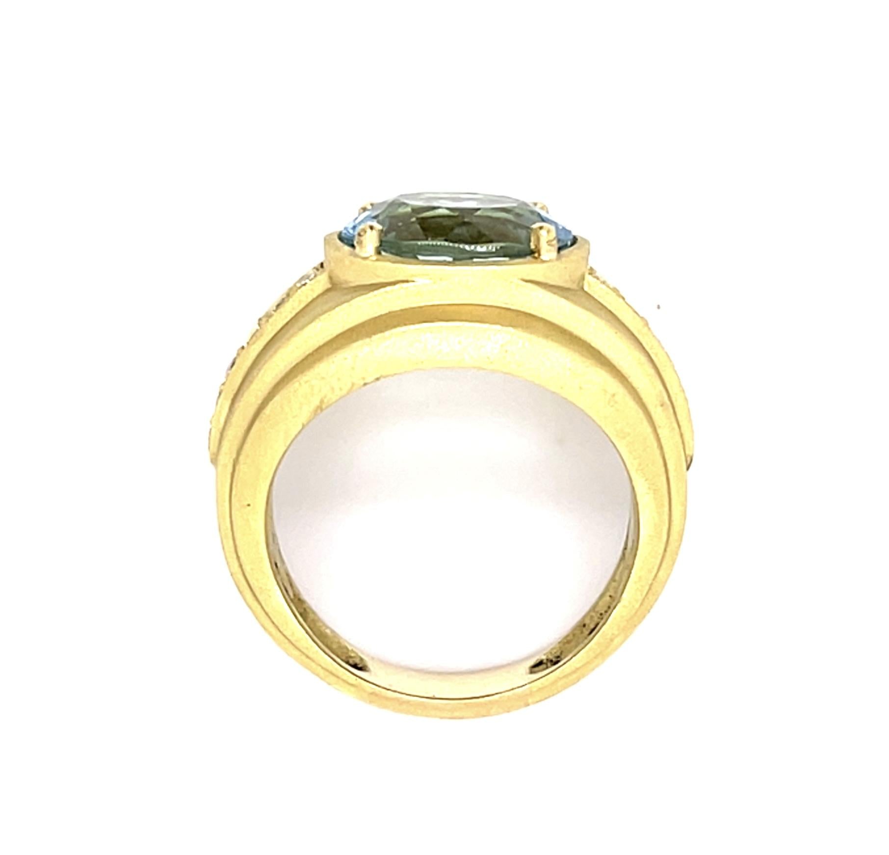 3.65ct Aquamarine .20ct Diamond 18KY Ring