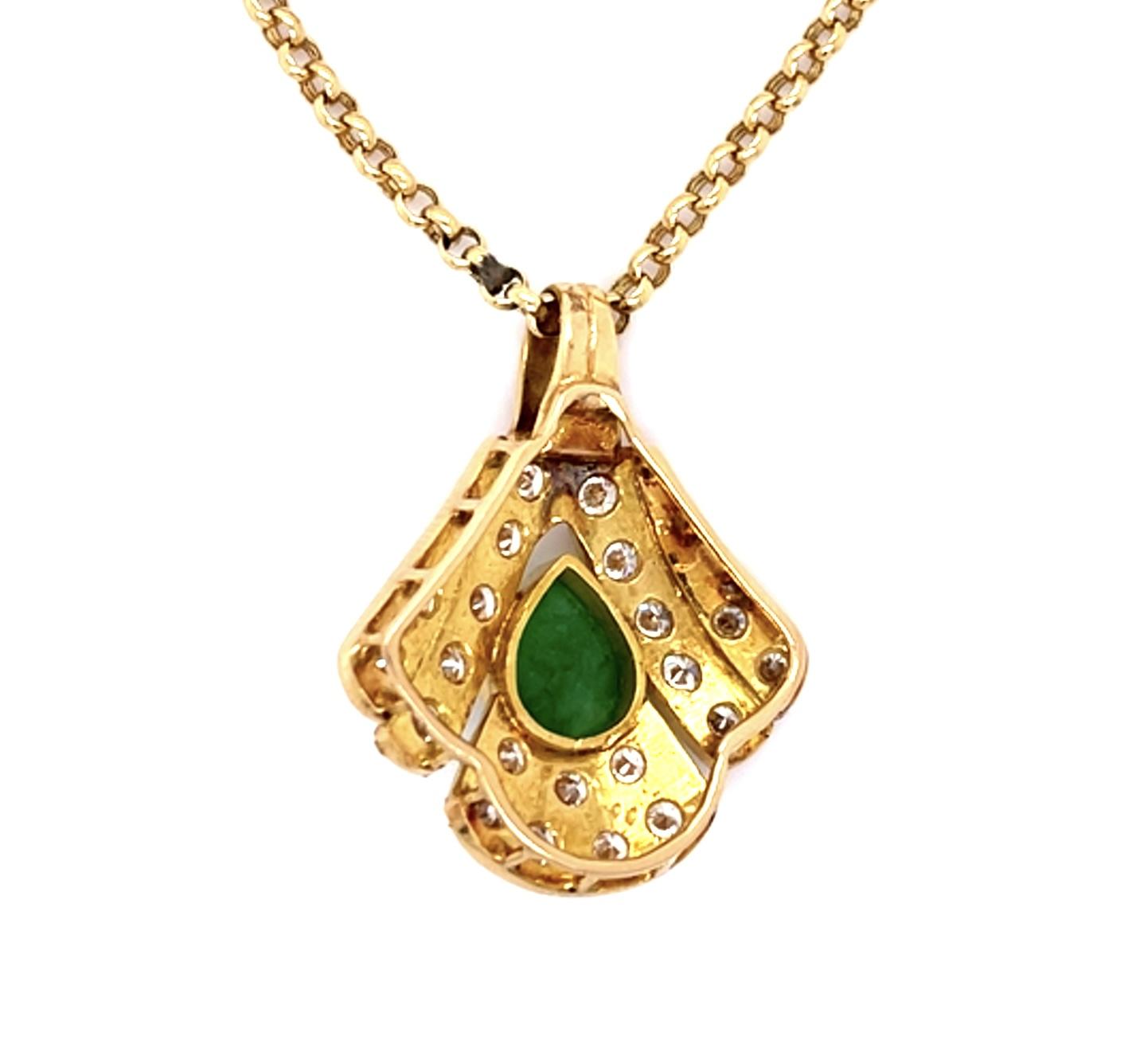 1.50ct Jade 3ct Diamond 18KY Pendant (Vintage 1960s)