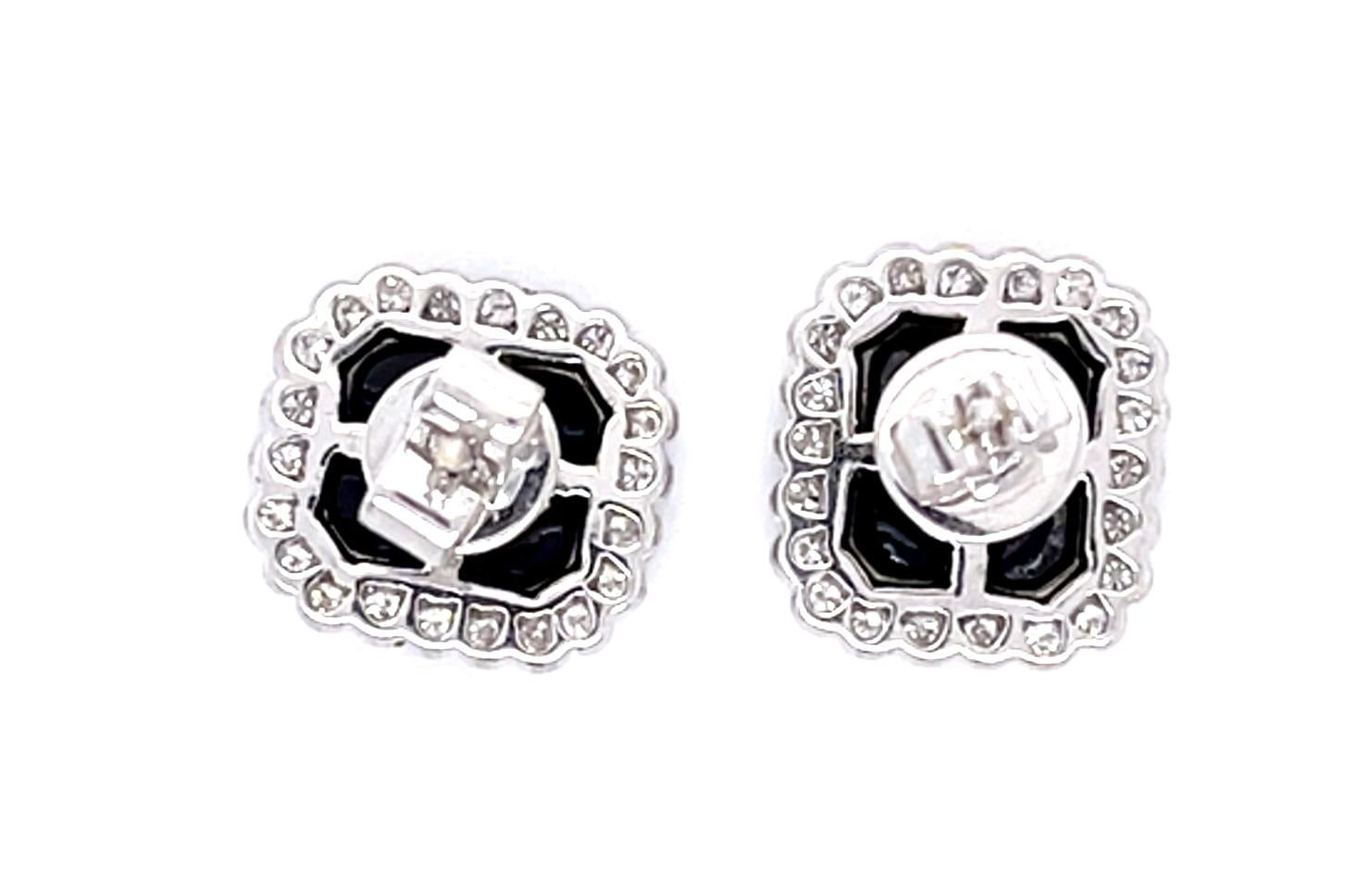 .50ct Oval Diamond + Onyx PT Stud Earrings .56ct Side Dia