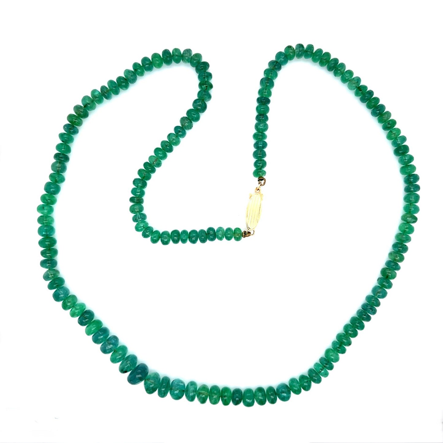 100ct Bead Emerald 14KW Graduated Necklace
