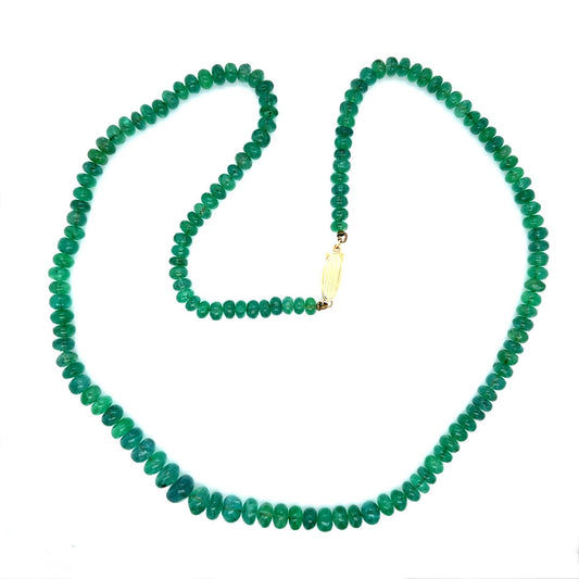 100ct Bead Emerald 14KW Graduated Necklace