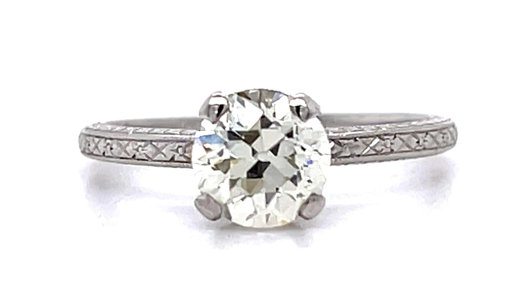 Tiffany & Co Original Art Deco 1.26ct I-J VS Euro Diamond (No Cert) PT Ring